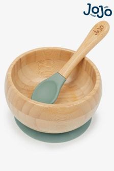 JoJo Maman Bébé Green Bamboo Suction Bowl & Spoon Set (137268) | AED83