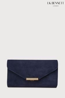 LK Bennett Navy Blue Lucy Clutch Bag With Flap Detail (137378) | $259