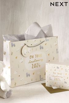 Natural Christened in 2024 Gift Bag and Card Set (137587) | ₪ 14