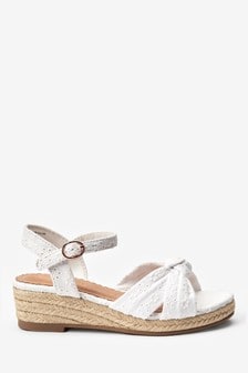 White Broderie Knot Standard Fit (F) Wedge Sandals (137867) | €9 - €13