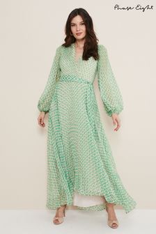 Phase Eight Green Roxanna Pleated Diamond Maxi Dress (137896) | 145 €
