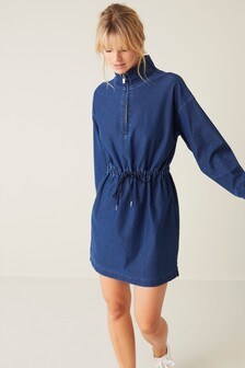 Jersey Denim Drawcord Dress