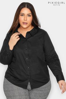 PixieGirl Petite Black Fitted Cotton Shirt (138212) | $69