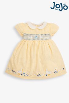 JoJo Maman Bébé Girls' Yellow Duck Smocked Dress