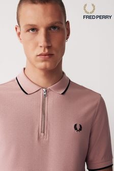 Fred Perry Crepe Pique Zip Neck Polo Shirt (138441) | KRW192,100