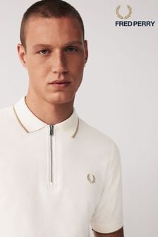 Fred Perry Crepe Pique Zip Neck Polo Shirt (138519) | KRW192,100