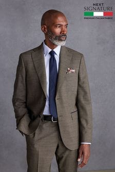 Brown Tailored Fit Signature TG Di Fabio Trim Texture Suit (138539) | AED621