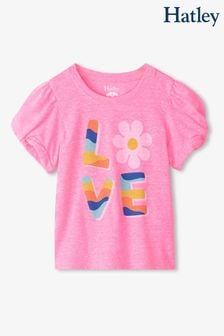 Rosa - Hatley Peace Flower T-Shirt mit verdrehten Ärmeln (139229) | 31 €