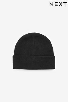 Black Flat Knit Beanie Hat (3mths-16yrs) (139475) | €4 - €7