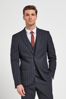 Navy Slim Fit Striped Suit: Jacket (139762) | €16