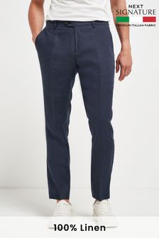 Navy Blue Slim Fit Signature Nova Fides 100% Linen Suit: Trousers (140143) | 2,153 UAH
