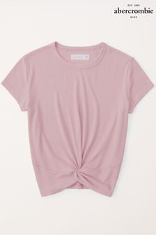 Różowy - Koszulka Abercrombie & Fitch ze skręconym przodem (140148) | 62 zł