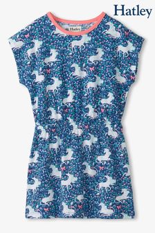 فستان أزرق بطبعة وحيد القرن ونباتات من Hatley (140176) | 159 ر.س