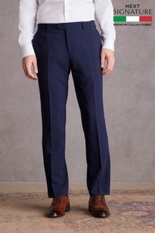 Bright Blue Regular Fit Signature Tollegno Italian Fabric Suit Trousers (140270) | 495 QAR