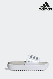 adidas White Adilette Sanals (140420) | AED250