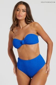 South Beach Blue Wave Crinkle Bandeau Bikini Set (140487) | $58