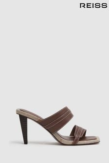 Reiss Tan Ruby Leather Strap Heeled Mules (140540) | €241