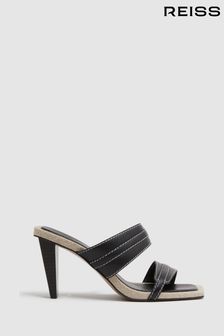 Reiss Ruby Leather Strap Heeled Mules