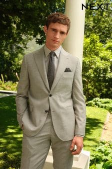 Light Grey Slim Fit Signature Marzotto Wool Textured Suit (140594) | SGD 264