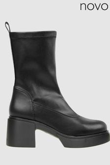 Novo Black London Mid Heel Sock Ankle Boots (140675) | €24