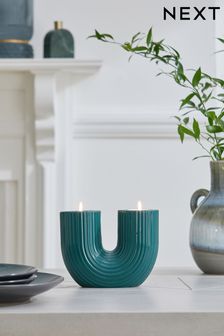 Teal Blue Tealight and Taper Arch Candle Holder (140686) | SGD 23