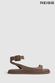 Reiss Tan Gabi Leather Plait Detail Sandals (140817) | ￥33,180