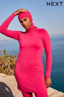 Pink Long Sleeve Modesty Burkini Shaping Swimsuit (140907) | kr1 110