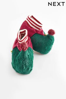 Rdeča/zelena božična elf - Topli podloženi visoki copati (140929) | €14 - €17