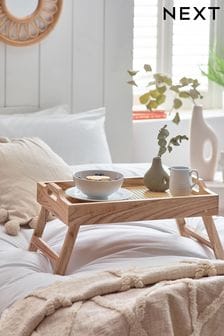 Natural Wooden and Wicker Folding Lap Tray