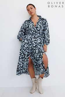 Robe chemise monochrome Oliver Bonas Bleu Floral Imprimé animal (141523) | €40