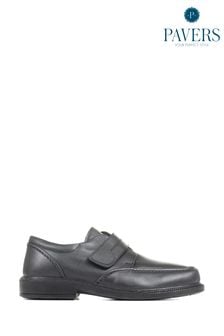 Pavers Adjustable Wide Fit Black Leather Shoes (141892) | OMR20