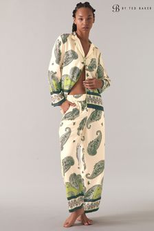B by Ted Baker Durchgeknöpftes Pyjama-Set aus Satin mit Paisleymuster, Creme (142053) | 92 €