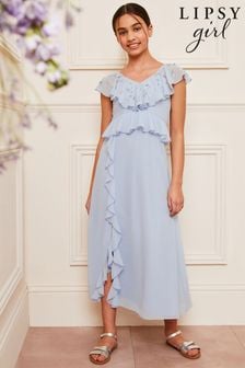 Lipsy Blue Ruffle Embellished Maxi Occasion Dress (7-16yrs) (142087) | $82 - $96