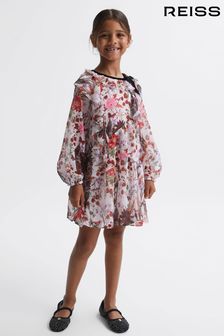 Reiss Multi Yara Junior Floral Frill Bow Dress (142154) | $103