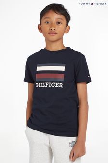 Niebieska chłopięca koszulka Tommy Hilfiger z logo (142169) | 62 zł - 80 zł