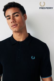 Schwarz - Fred Perry Textured Knitted Polo Shirt (142207) | 182 €