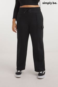 Simply Be Black Wide Leg Cargo Trousers (142557) | LEI 155