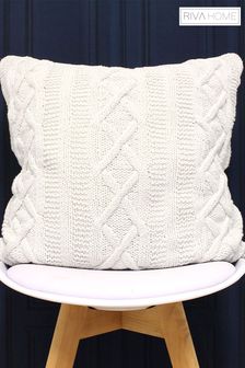 Riva Paoletti Cream Aran Cable Knit Polyester Filled Cushion (142909) | SGD 54
