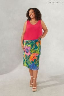 Live Unlimited Curve Multi Tropical Floral Print Wrap Green Skirt (142975) | 90 €