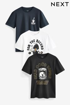Navy Blue/White/Black Graphic Print T-Shirts 3 Pack (143628) | TRY 918