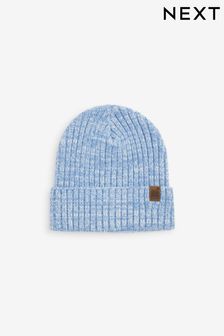 Light Blue Marl Knitted Rib Beanie Hat (1-16yrs) (143843) | €3 - €6
