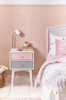 Quinn Pink/Grey Painted Wood Bedside Table with 2 Drawers (144557) | €155