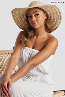 South Beach Natural Wide Brim Hat with Tie (144643) | 128 SAR