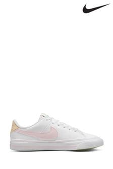 Nike White/Pale Pink Youth Court Legacy Trainers (145193) | €60