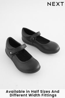 Black Standard Fit (F) Leather Junior Mary Jane Shoes (145400) | €33 - €37