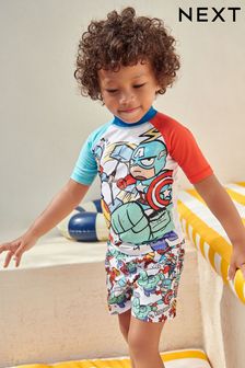 Marvel紅色藍色 - 防曬上衣短褲套裝2件套 (3個月至7歲) (145421) | NT$800 - NT$980