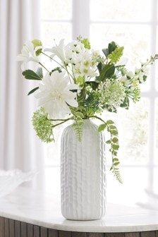 White Artificial Flowers Mix In Ceramic Vase (145789) | CHF 62