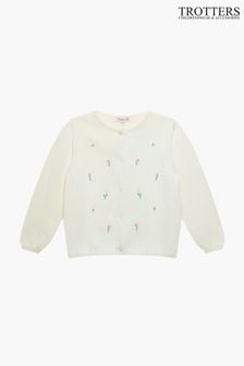 Trotters London Pretty Floral Cotton White Cardigan (145990) | OMR30 - OMR32