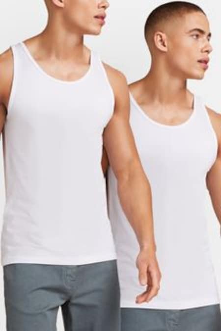 Blanco - Pack de 2 camisetas sin mangas de algodón puro (146000) | 17 €