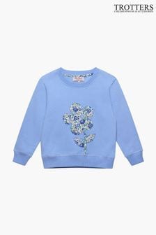 Trotters London Liberty Print Blue Felicite Flower Cotton Sweatshirt (146005) | 238 QAR - 257 QAR